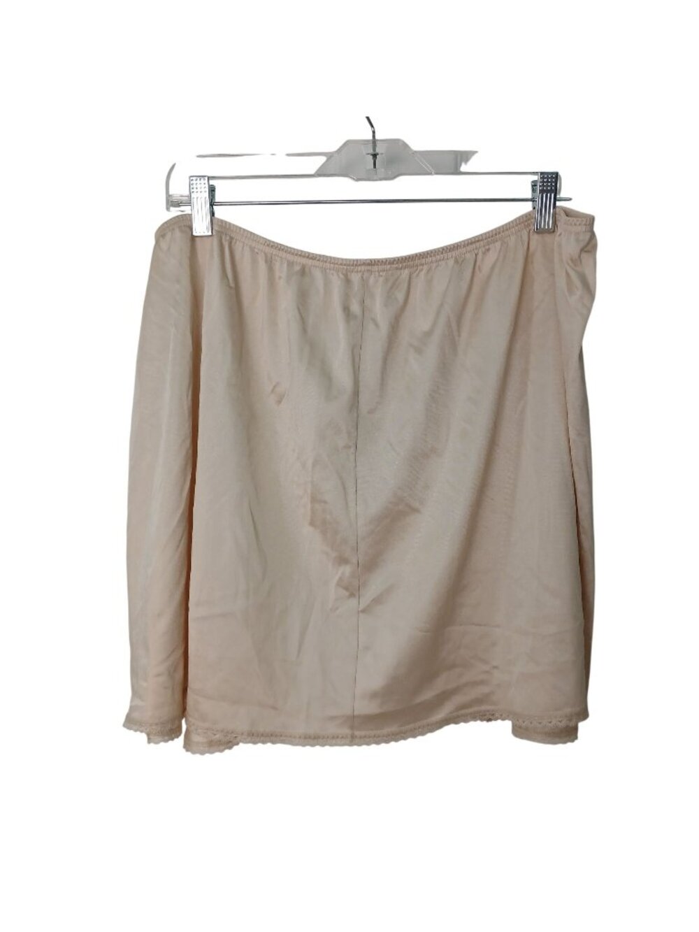Cabernet Vintage Beige Half Slip 3X Nylon Lingerie Lace Hem Elastic Waist #D-46